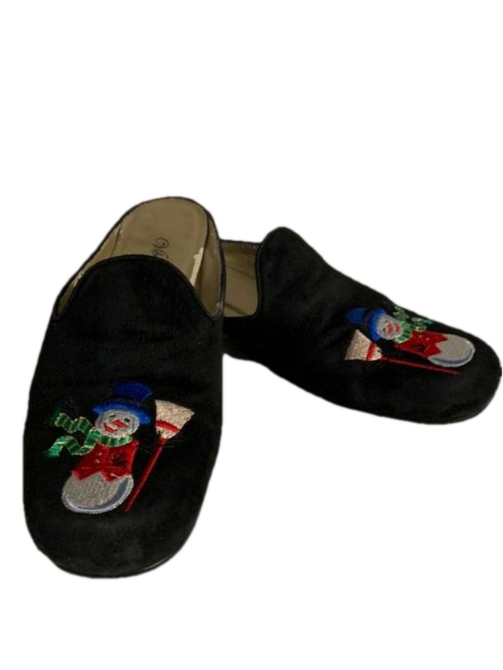 “Vibes” suede Christmas slip ons size 9